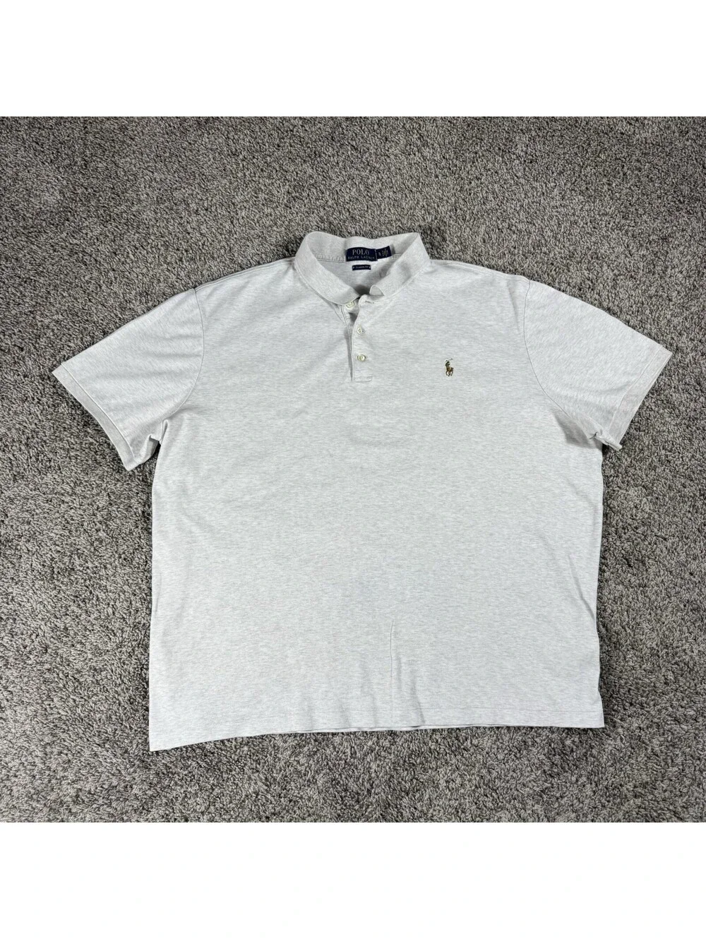 Polo Ralph Lauren Mens XL Beige  Short Sleeve Pique Polo Shirt Pony